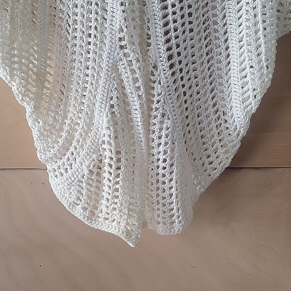 NWT Club Monaco XS Crochet Woven White Cut Out Knit Boho Linen Relaxed Drape NEW - Picture 10 of 11